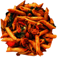 Spinach and Chorizo Red Pesto Penne