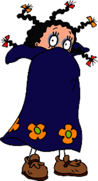 Mona the Vampire Hiding Behind Cape