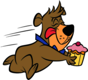 Boo Boo Bear Running With Cupcake