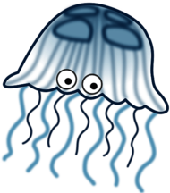Blue and White Jellyfish with Eyes
