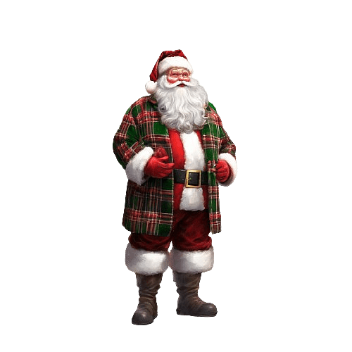 Santa Claus in a Plaid Coat