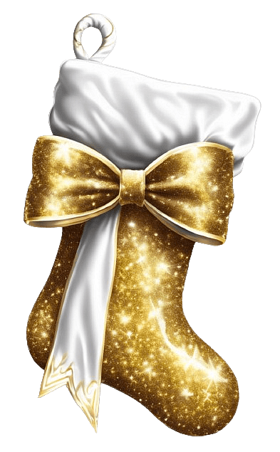 Glittery White and Gold Christmas Stocking
