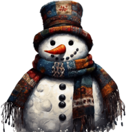 Snowman with Patchwork Hat and Scarf