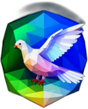 Dove Against A Rainbow, Symbolizing Unity, Holding An Olive Branch., In The Style Of A Cartoon Animation Character - Full Body, Single View, No Shadow