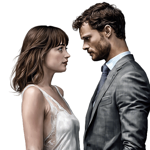 Jamie Dornan and Dakota Johnson in Fifty Shades