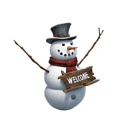 Snowman with Welcome Sign