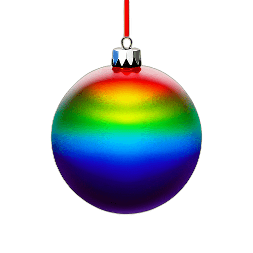Rainbow Striped Bauble With A Glossy Coat, Minimalist - Single Item, Decorated Christmas Bauble, High Detail, No Shadow