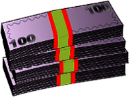 Four Wads of Dollar Bills