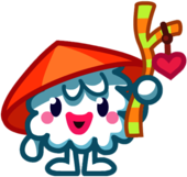 Wuzzle the Wandering Wumple Holding Up Walking Stick