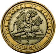 Hercules and Cerberus on Two Pounds Coin