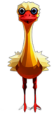 Ostrich, Cartoon Character - In The Style Of Pixar, Single View, No Shadow