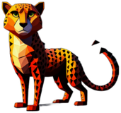 Cheetah, Cartoon Character - In The Style Of Pixar, Single View, No Shadow