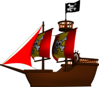 Pirate Ship with Red Sails