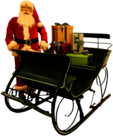 Santa Claus Puppet Next To Sleigh
