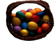 Basket With Coloured Easter Eggs