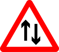 Two Way Road Warning Road Sign