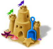 Sand Castle With Blue Spade