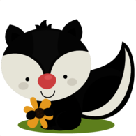 Skunk Holding Flower Cartoon