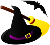 Witch Hat Bat And Broomstick Halloween