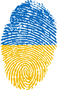 Ukranian Flag Fingerprint Closeup