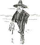 Mexican Man Holding Fish On the Beach