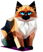 Himalayan Cat, Children'S Cartoon Animation Style - Full Body, Single View, No Shadow