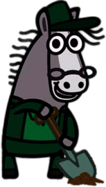 Boj Character Mr Cloppity Working In the Garden