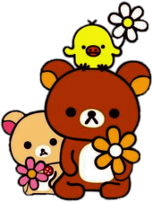 Rilakkuma Bear and Friends Holding Flowers