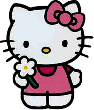 Hello Kitty Holding Flowers