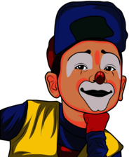 Clown with Blue and Red Cap