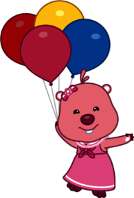 Loopy Holding Balloons