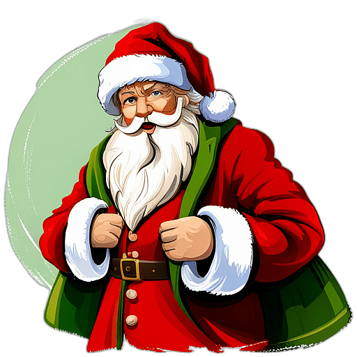 Santa Claus With A Red And Green Plaid Coat And A Fur-Lined Hat, Classic - Detailed Figure Of A Classic Santa Claus, Emphasis On Colors And Festive Attributes, Full Body Figure In The Middle Of The Frame, High Detail, White Background, No Shadow