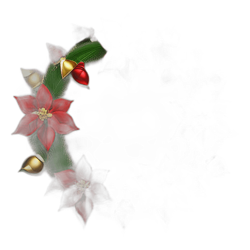 Classic Wreath With Plaid Ribbon, Golden Bells, And Red Poinsettias, Minimalist - Single View, Decorated With Christmas Decorations On Differenct Colours, High Detail, No Shadow