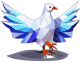Dove With An Aura, Ethereal Presence, Holding A Sacred Olive Branch., In The Style Of A Cartoon Animation Character - Full Body, Single View, No Shadow