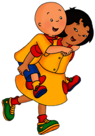 Caillou on Sarah's Back