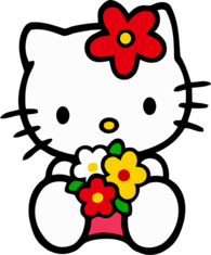 Hello Kitty Sitting With Flowers