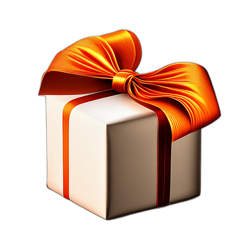 Compact Gift In Orange And Brown Fall-Themed Paper With A Twine Bow, Minimalist - Single Christmas Present, Wrapped In Exquisite Festive Wrapping, Minimalist, No Shadow