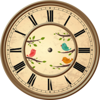 Clock Roman Numerals Birds