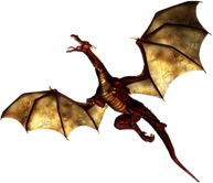 Dragon Red and Brown Wings Flying Up