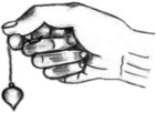Hand Holding Pendulum Black and White Drawing