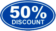 50% Discount Blue Sticker