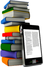 E-Book In Front Of Book Pile