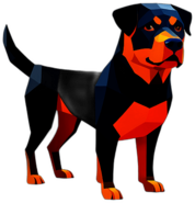 Rottweiler, Children'S Cartoon Animation Style - Full Body, Single View, No Shadow