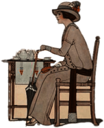 Woman Having Tea Vintage Illustration