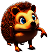 Hedgehog, Cartoon Character - In The Style Of Pixar, Single View, No Shadow