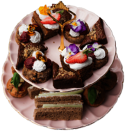 Afternoon Tea on A Pink Double Tier Stand