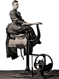 Victorian Woman Sitting On Mechanical Horse