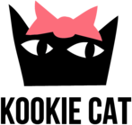 Kookie Cat logo pink bow