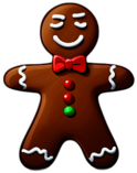 Smiling Gingerbread Man With Red Gumdrop Buttons, Minimalist - Gingerbread Men, Decorated For Christmas, With Colorful Details And Icing, Single Item, No Shadow