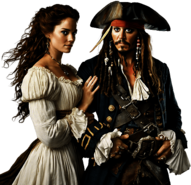 Keira Knightley and Johnny Depp in Pirates of the Carribean